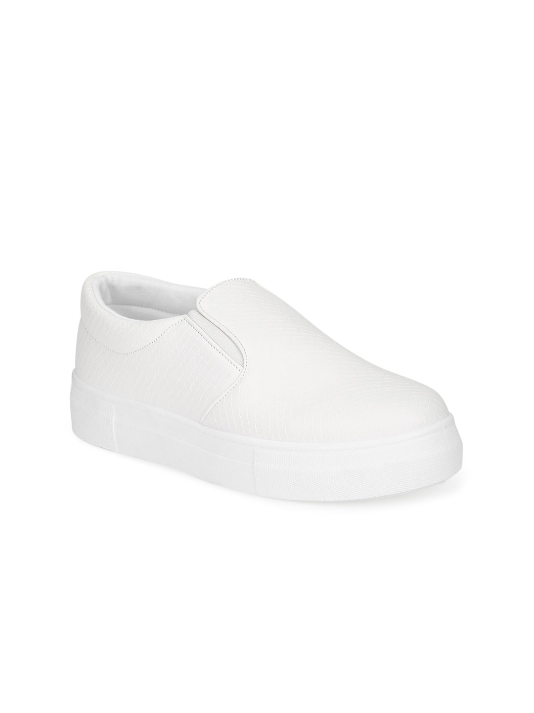 

Truffle Collection Women White PU Slip-On Sneakers