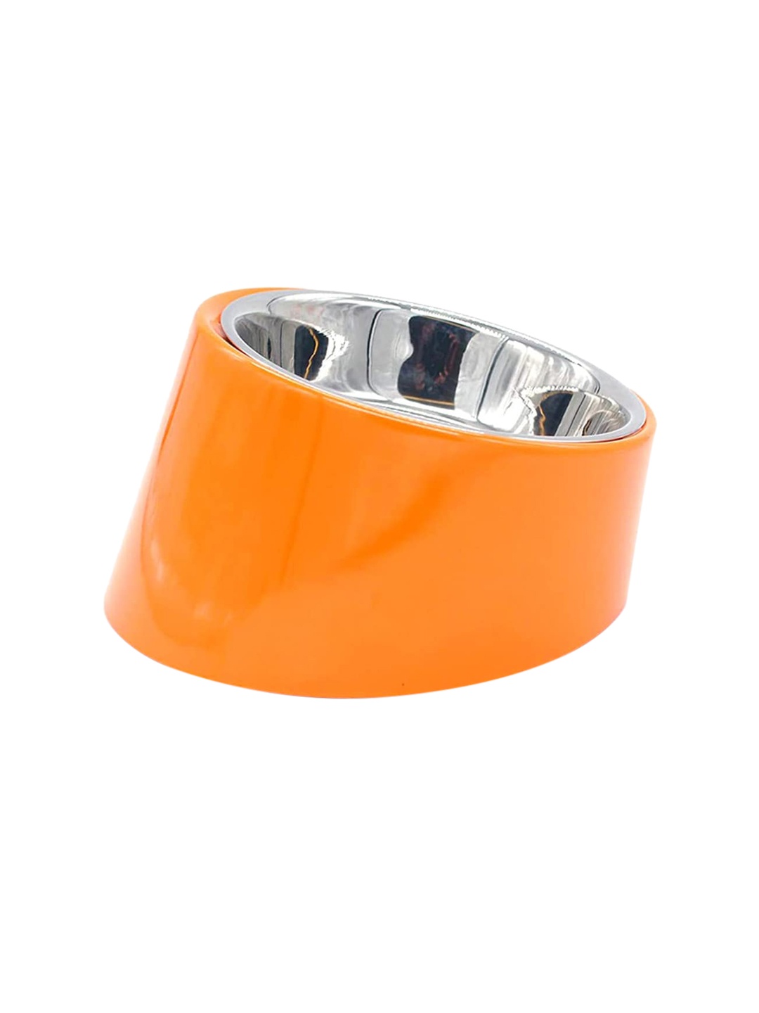 

Emily pets Orange & Silver-Toned Solid Elevated Melamine Pet Feeding Bowl