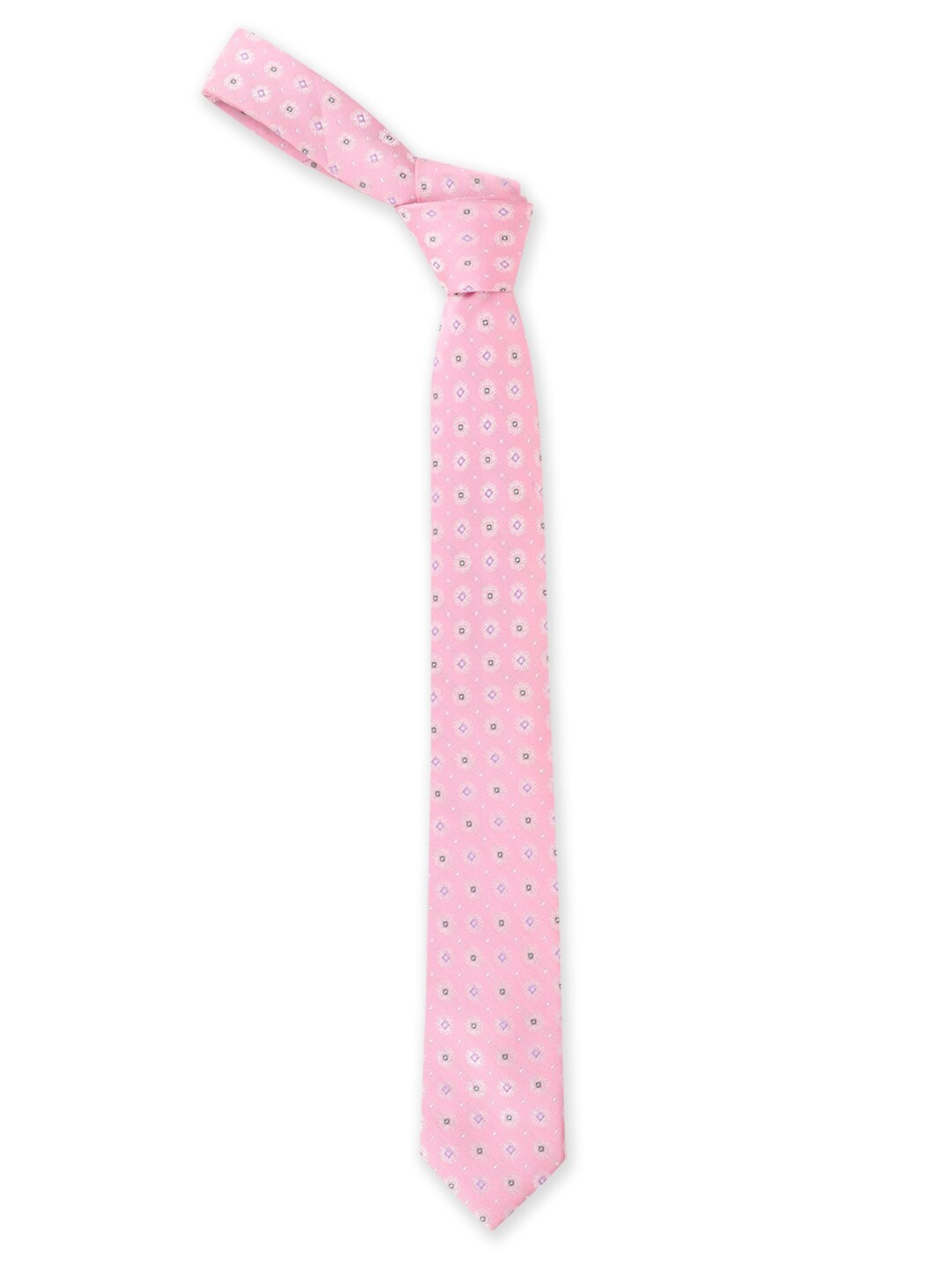 

Van Heusen Men Pink & White Woven Design Skinny Tie