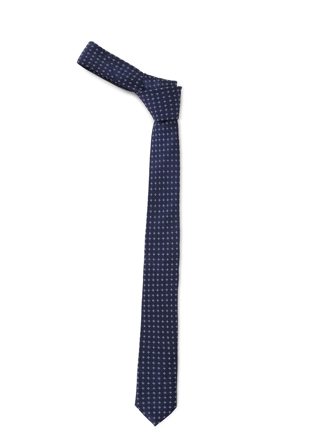 

Van Heusen Men Navy Blue & White Woven Design Skinny Tie