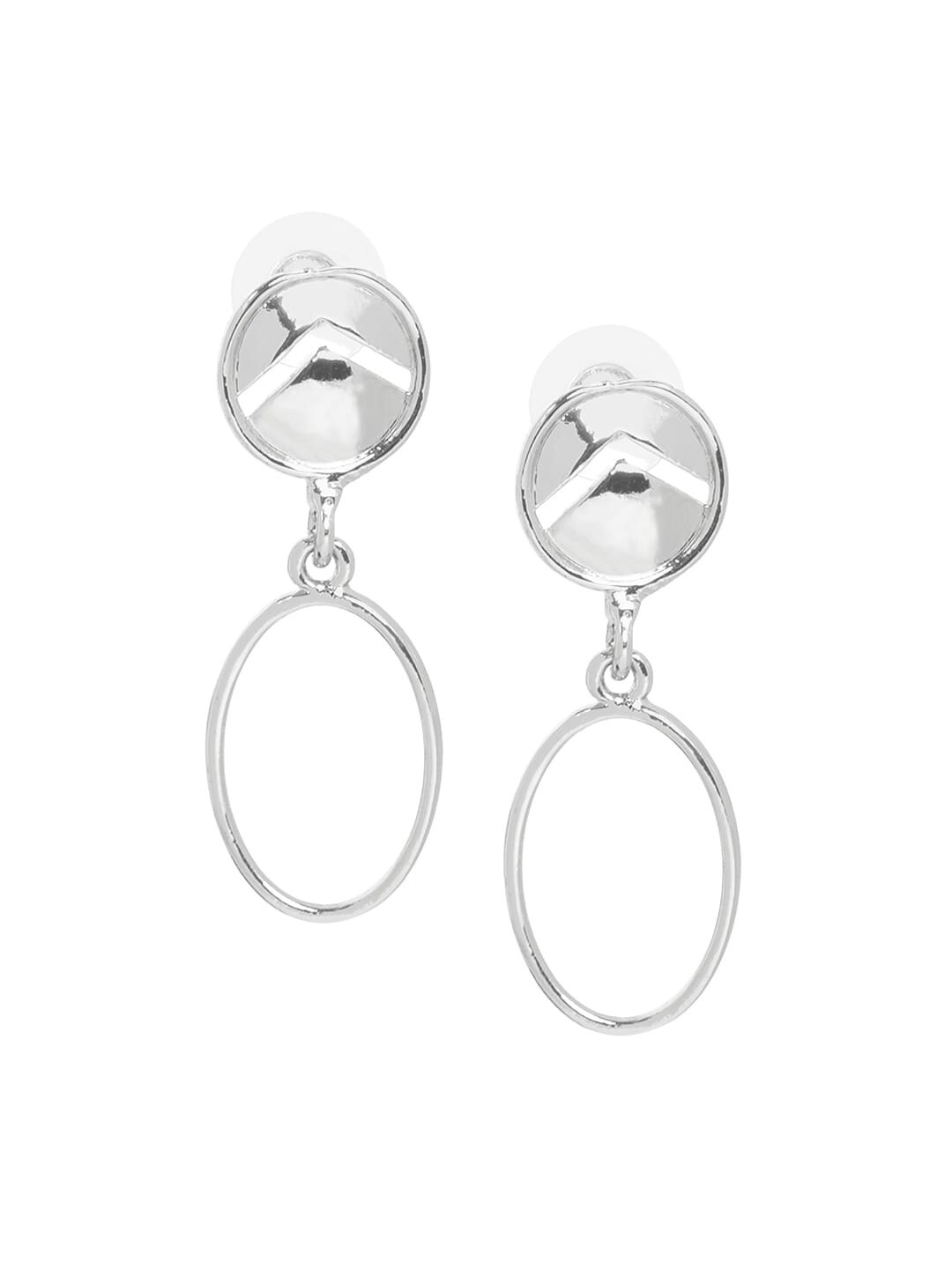 

March by FableStreet Silver-Toned Oval Drop Earrings