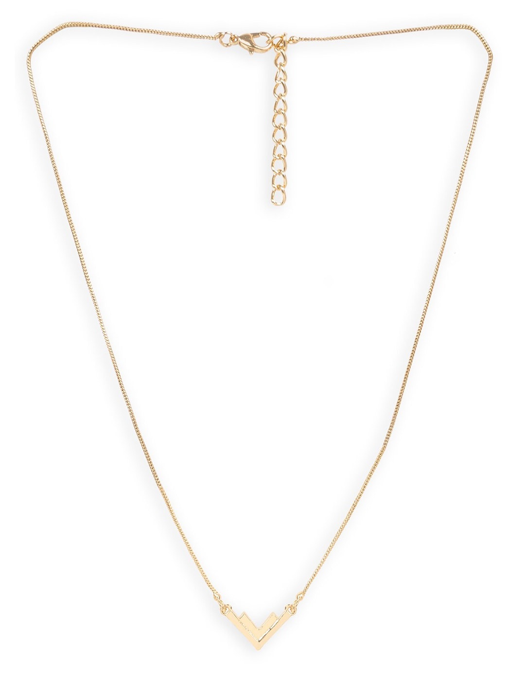 

March by FableStreet Gold-Toned Gold-Plated Minimal Chevron Necklace