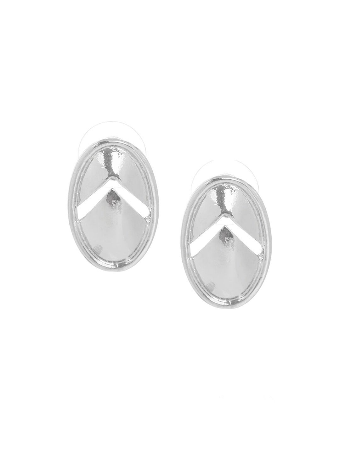 

March by FableStreet Silver-Toned Oval Studs Earrings