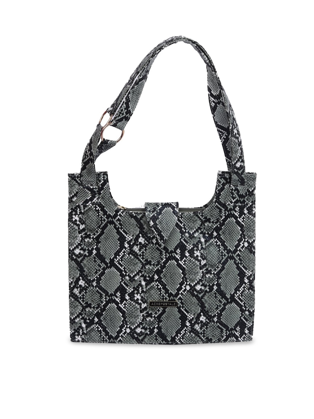 

Aeropostale Grey Printed Structured Handheld Bag