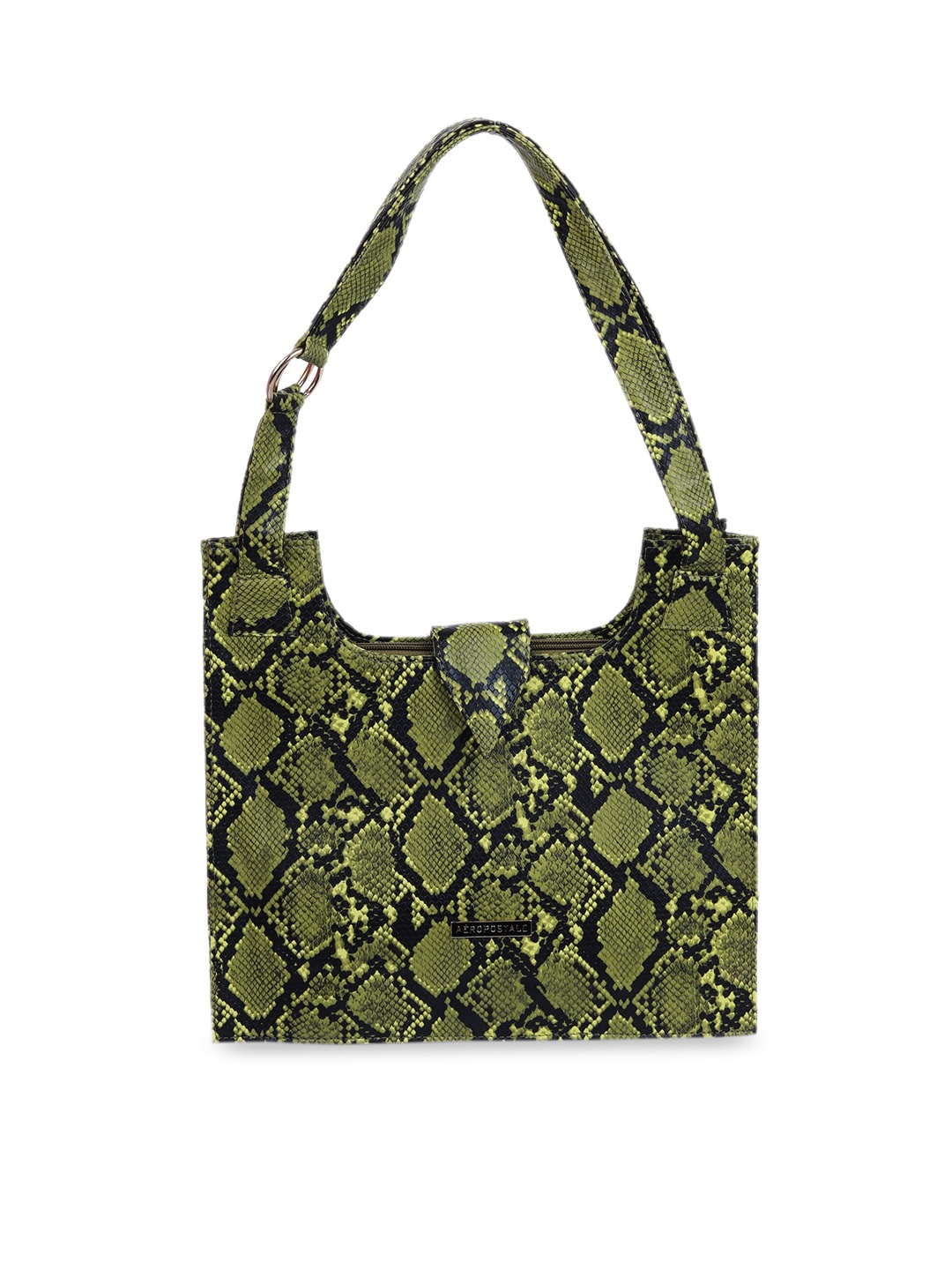 

Aeropostale Green Printed Structured Handheld Bag