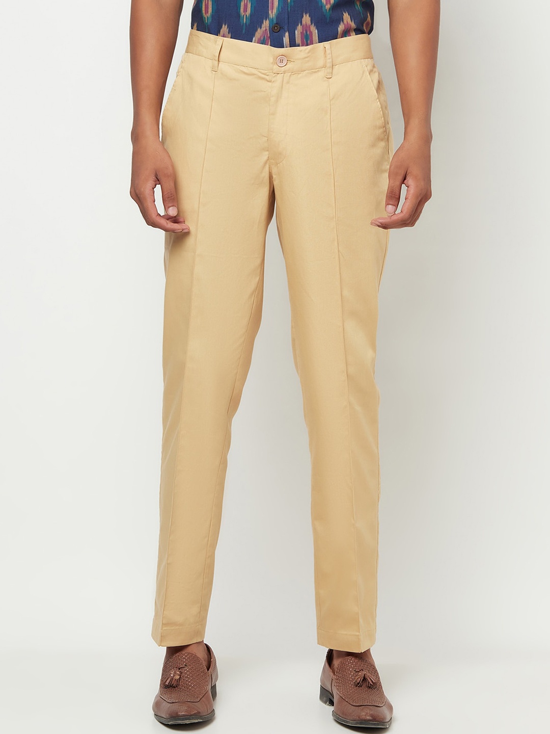 

Fabindia Men Beige Regular Trousers