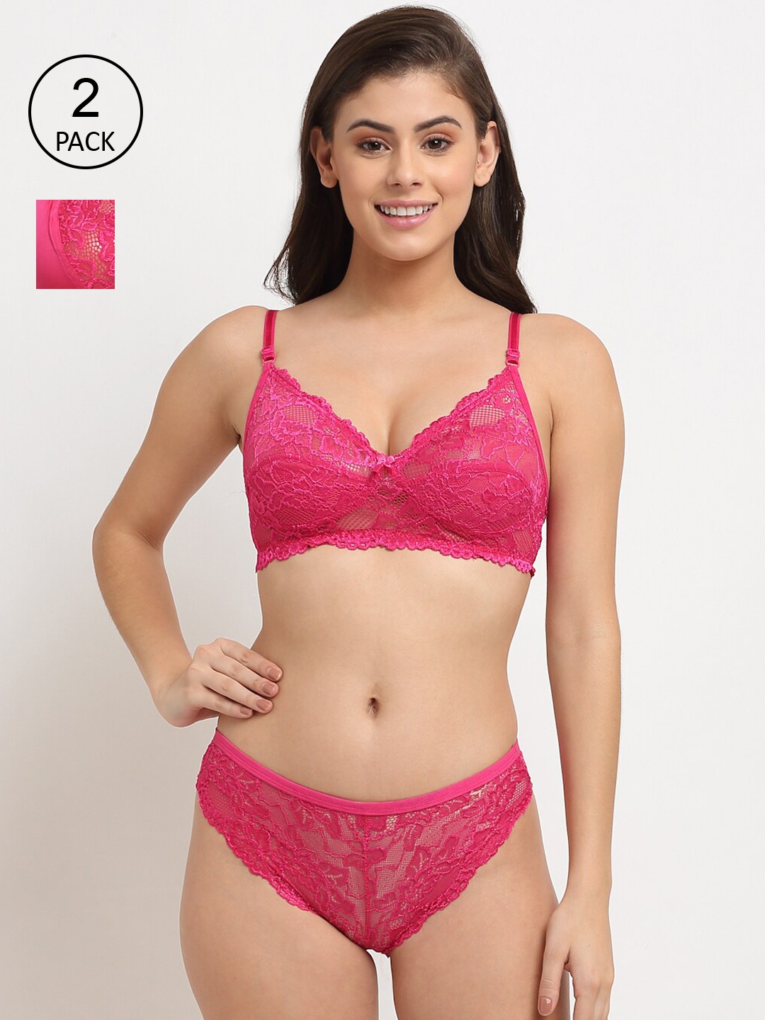 

Friskers Pink Pack Of 2 Non Padded Lingerie Set