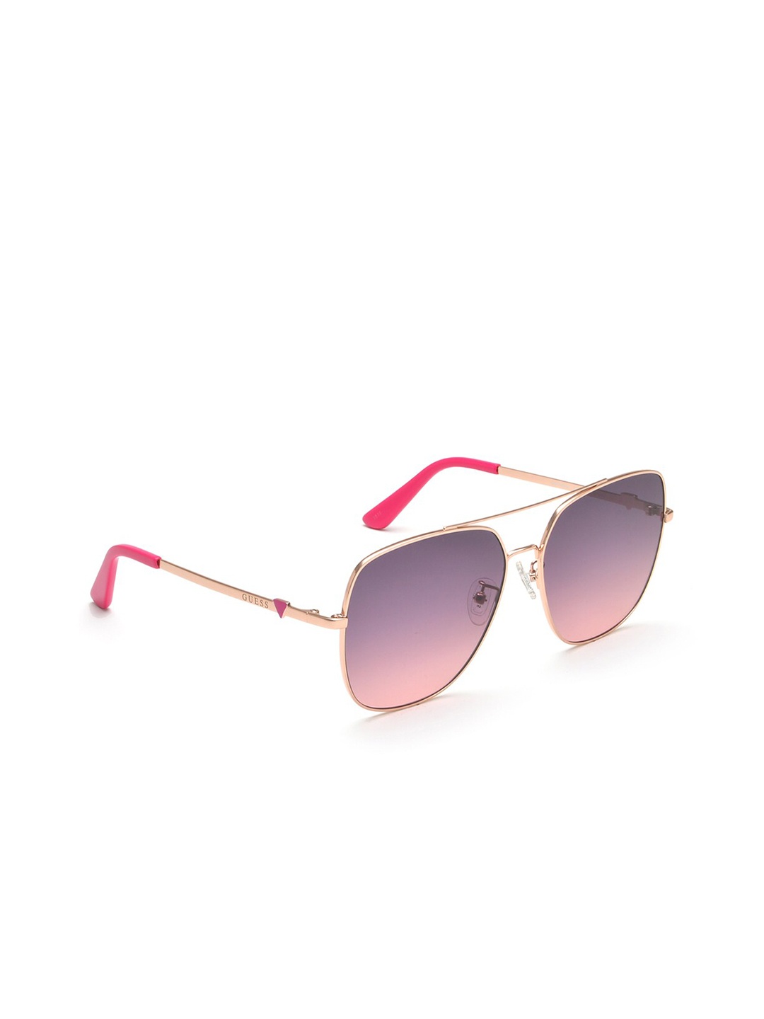 

GUESS Women Purple Lens & Gold-Toned Square Sunglasses with Polarised Lens