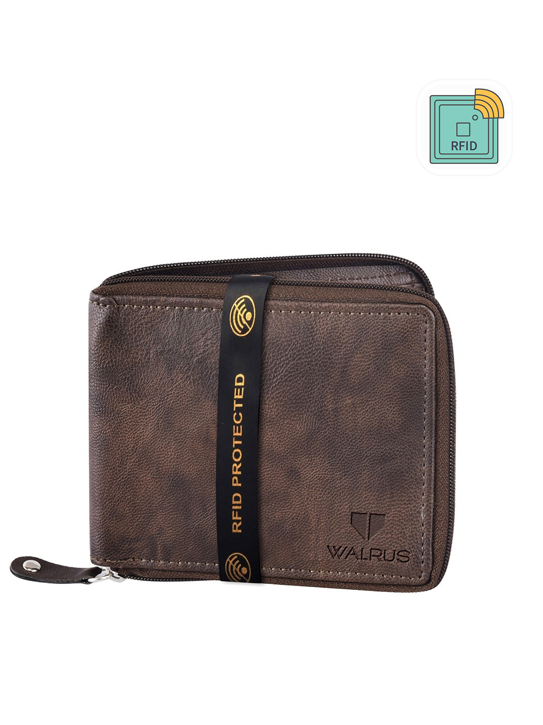 

Walrus Men Brown & Black Zip Around Wallet
