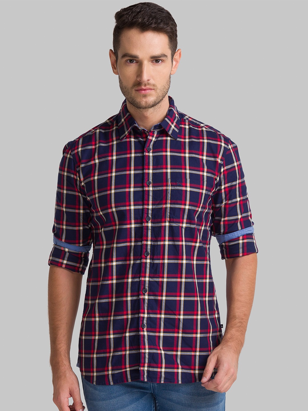 

Parx Men Blue Slim Fit Tartan Checks Opaque Checked Casual Shirt