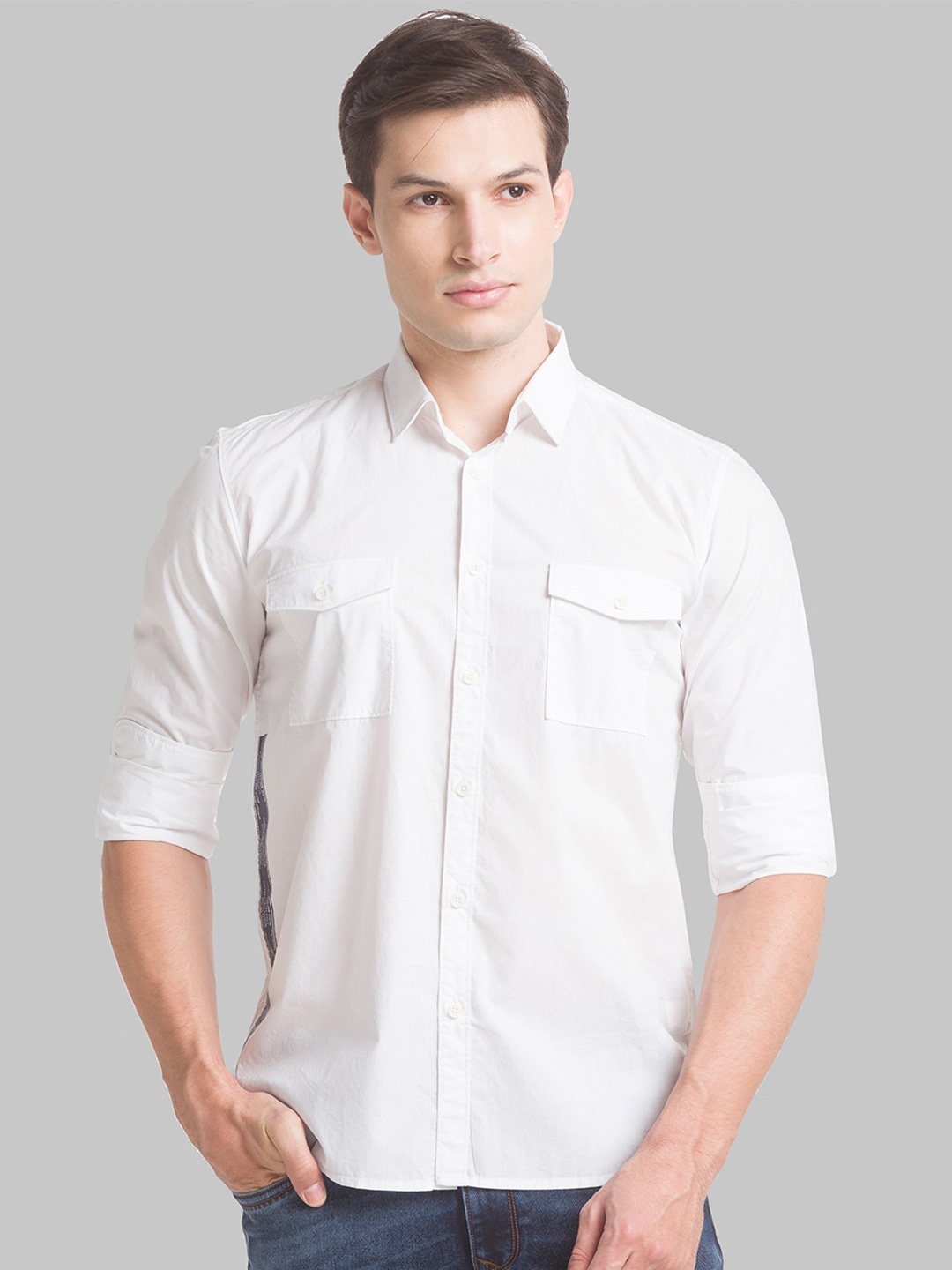 

Parx Men White Slim Fit Opaque Casual Shirt