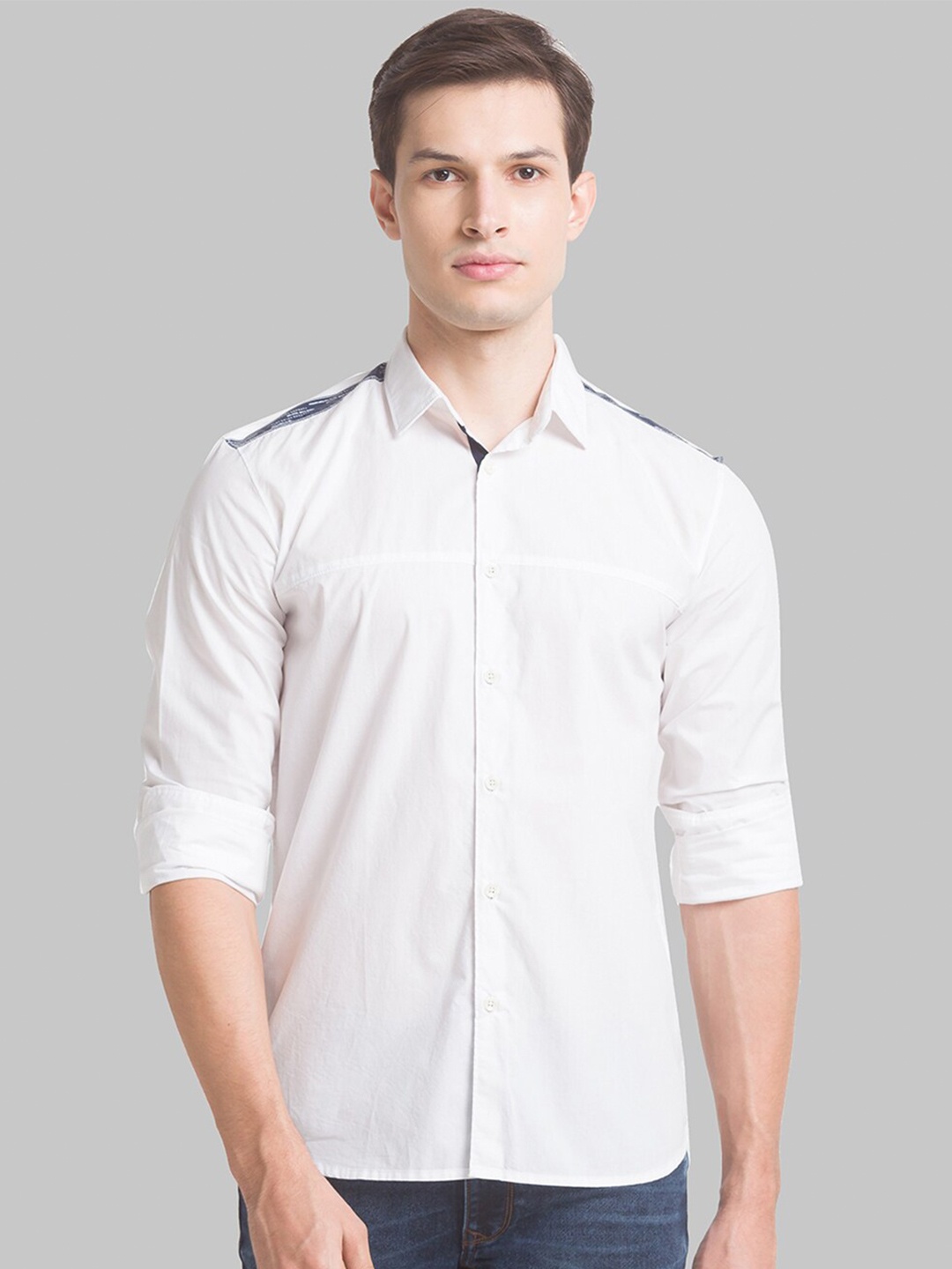 

Parx Men White Slim Fit Opaque Casual Shirt