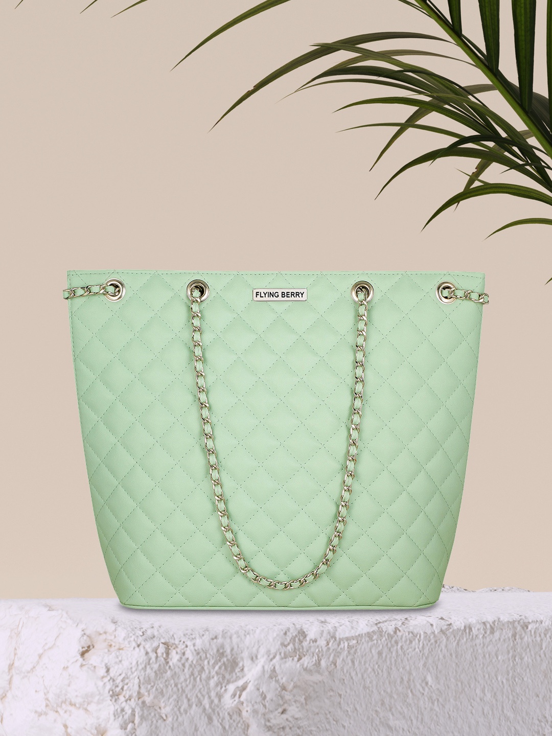

FLYING BERRY Green PU Quilted Shoulder Bag
