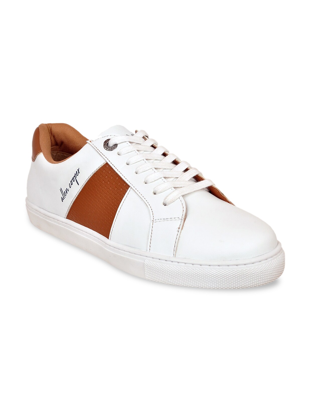 

Allen Cooper Men White & Brown Colourblocked Sneakers