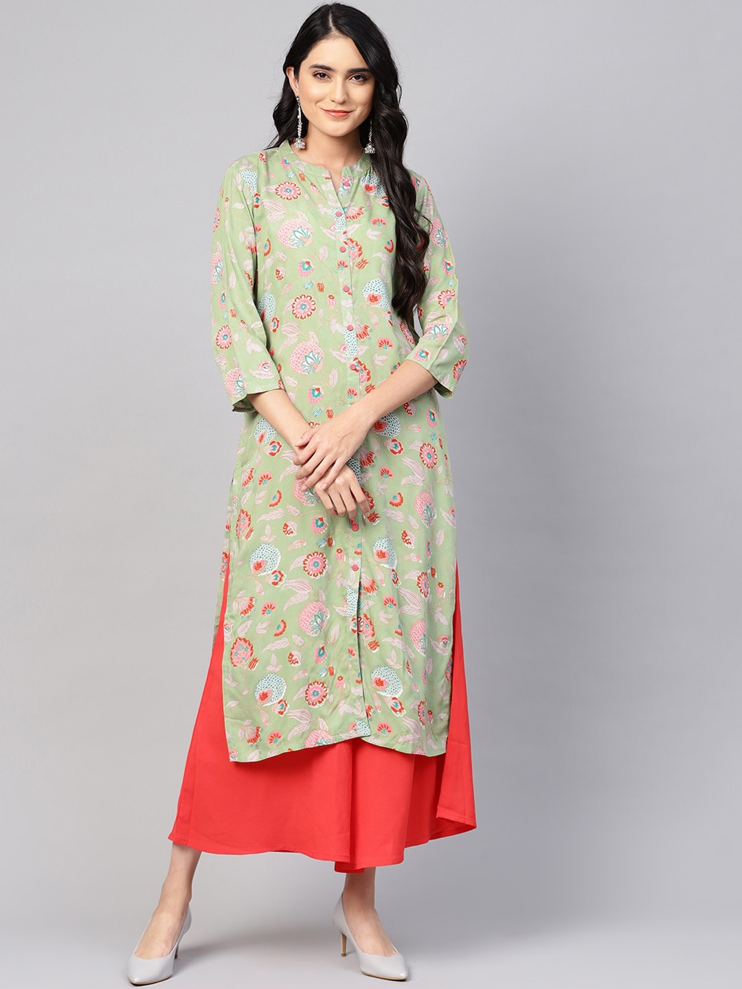 

Varanga Women Green Floral Printed Kurta
