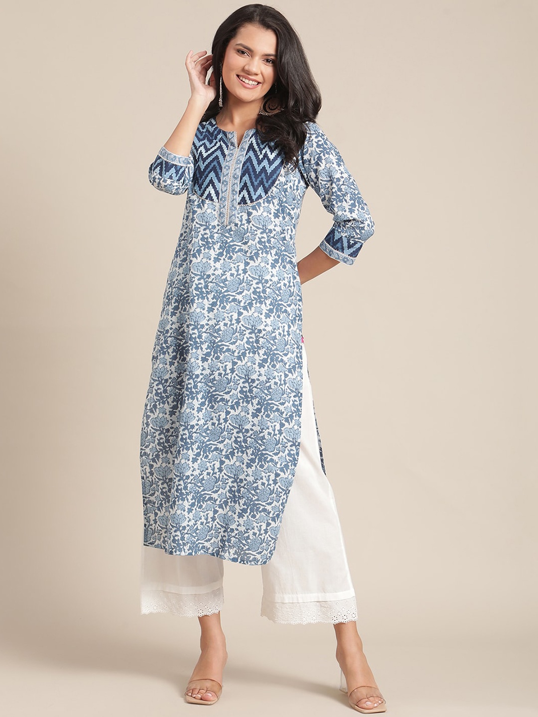 

Varanga Women Blue Ethnic Motifs Printed Kurta