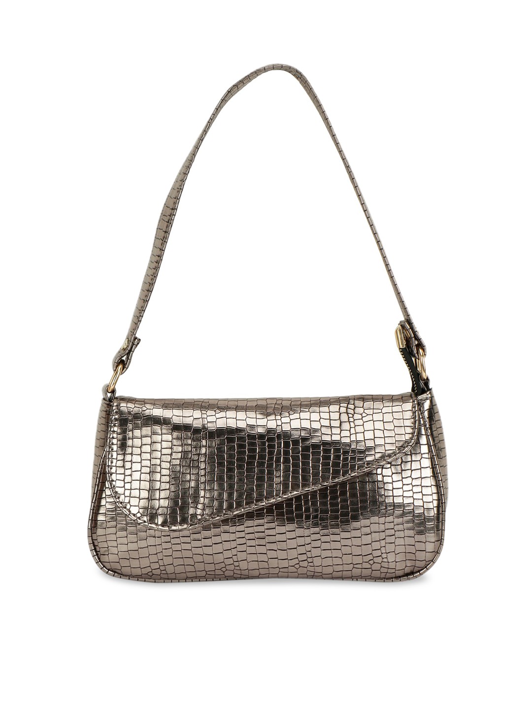 

ZEVORA Gunmetal-Toned Swagger Handheld Bag, Metallic