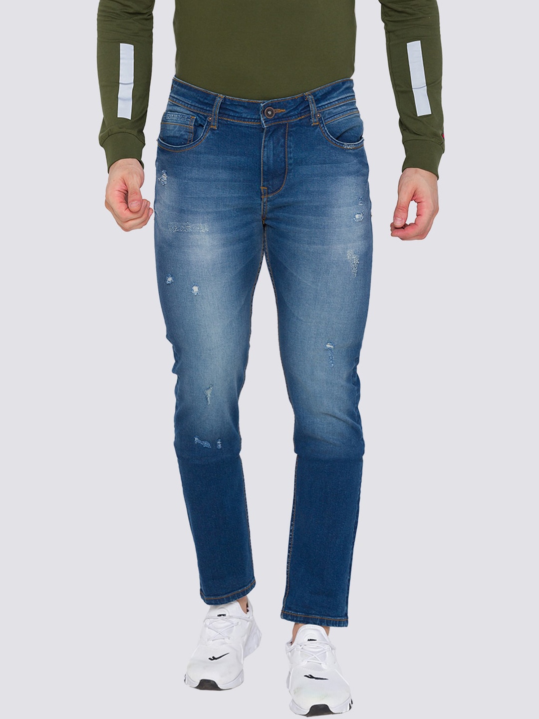 

Being Human Men Blue Slim Fit Low Distress Heavy Fade Jeans