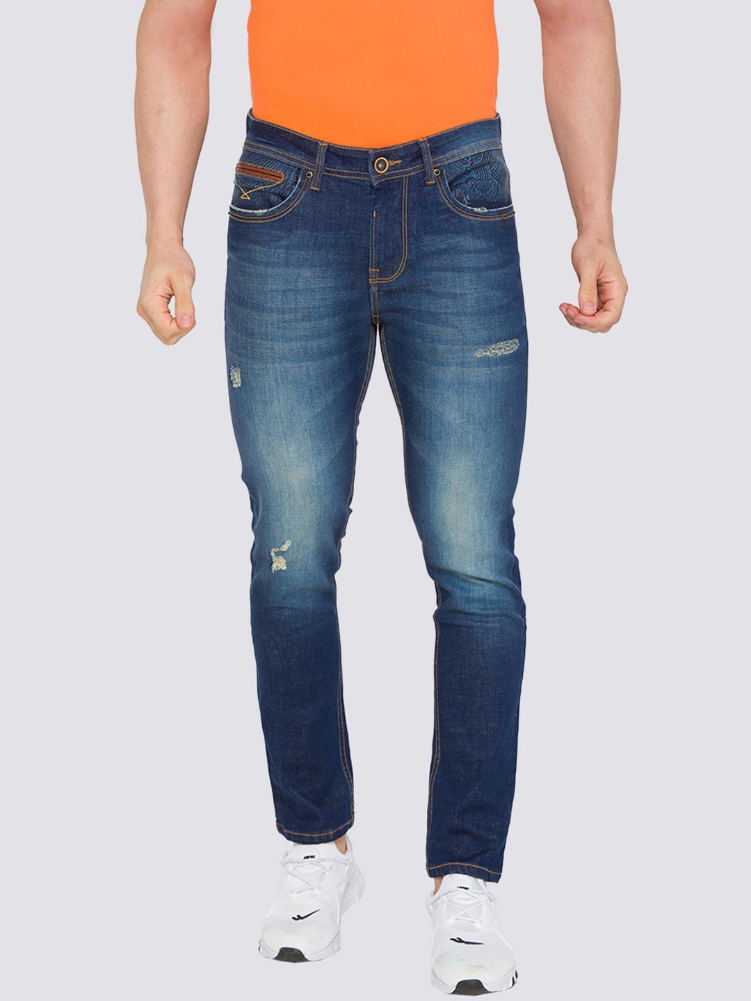 

Being Human Men Blue Slim Fit Low Distress Light Fade Jeans