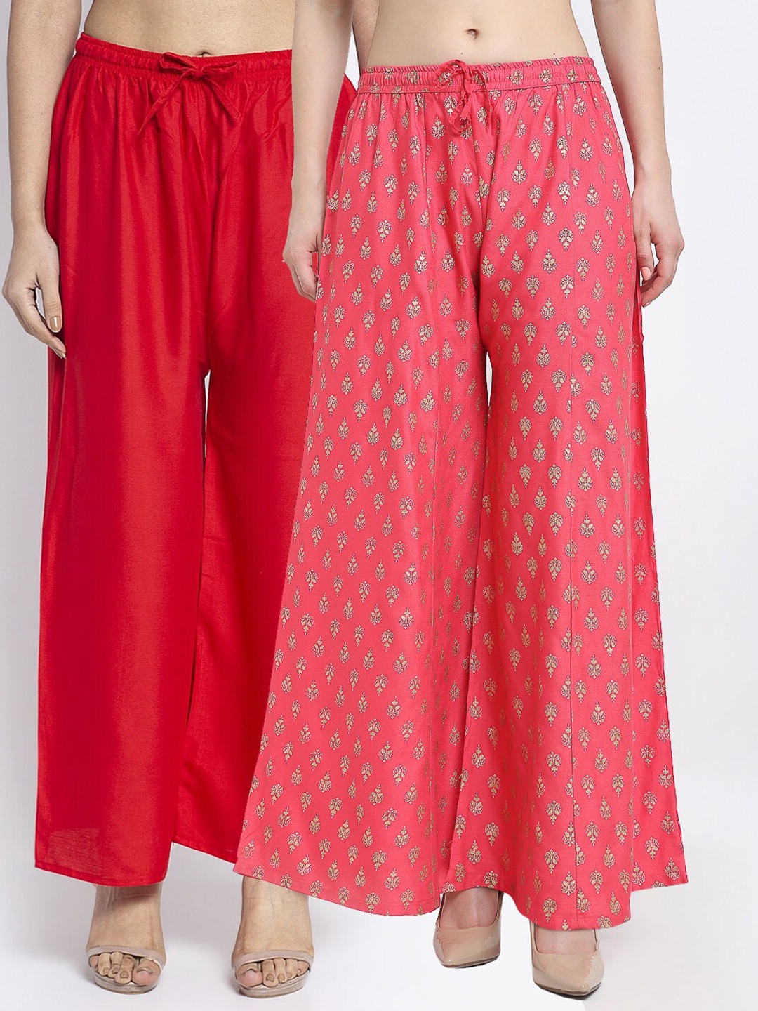 

GRACIT Women Pack of 2 Red & Coral Ethnic Palazzos