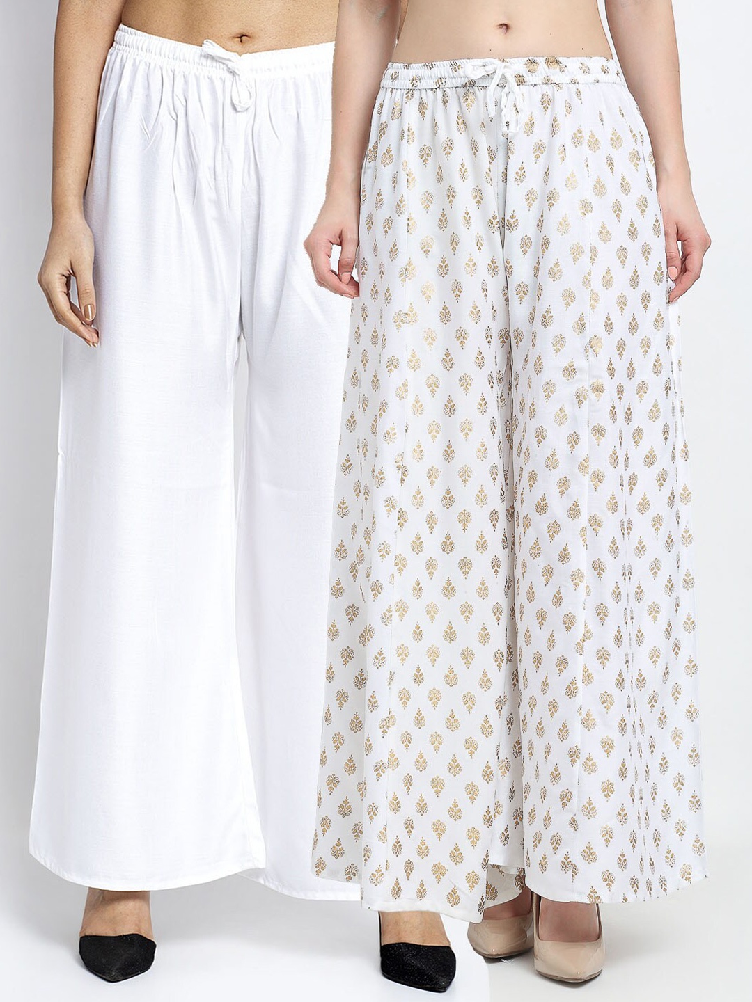 

GRACIT Women Pack Of 2 White Knitted Ethnic Palazzos