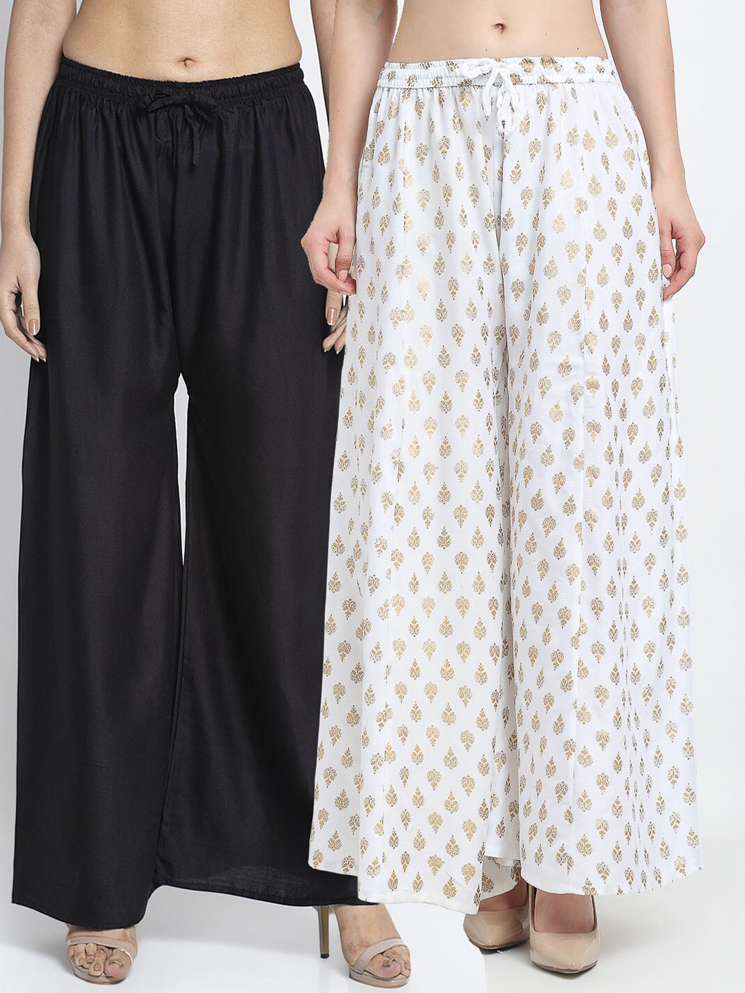 

GRACIT Women Pack of 2 Black & White Ethnic Palazzos