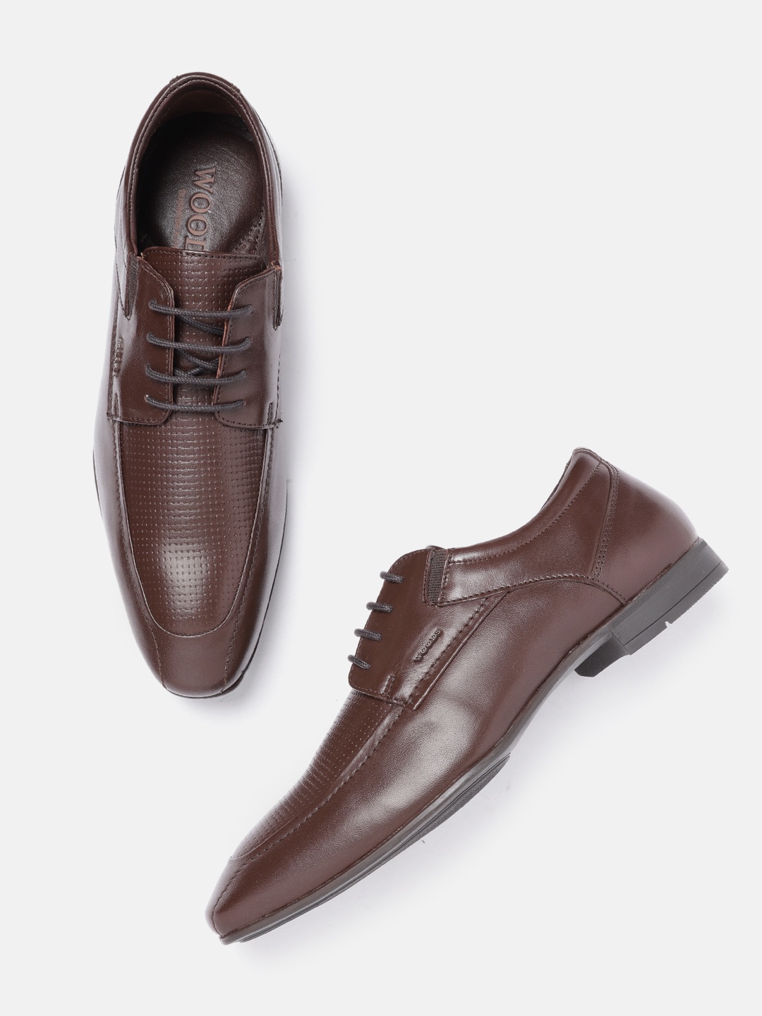 

Woods Men Brown Leather Textured Formal Derbys