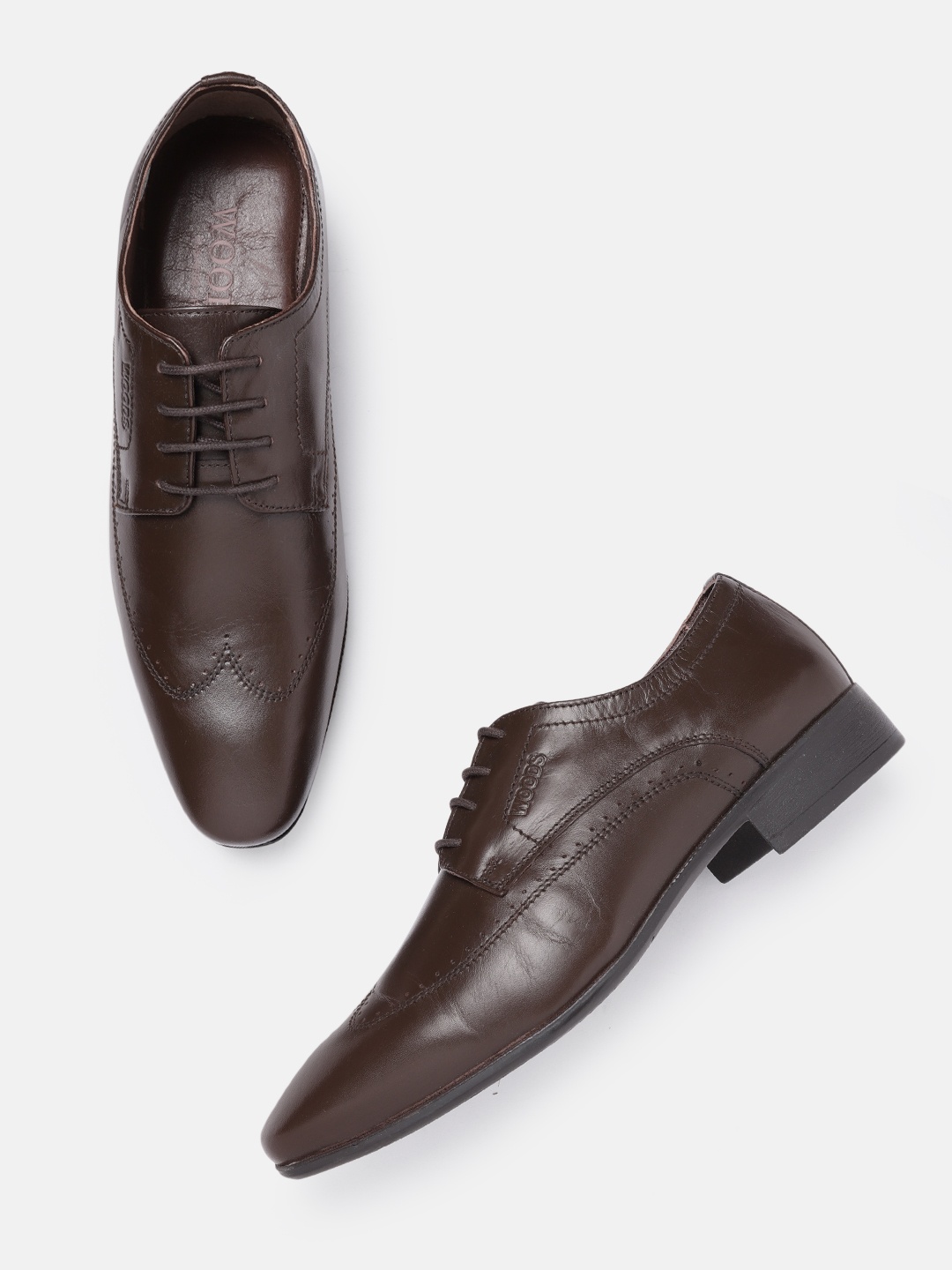 

Woods Men Solid Coffee Brown Leather Solid Formal Derbys