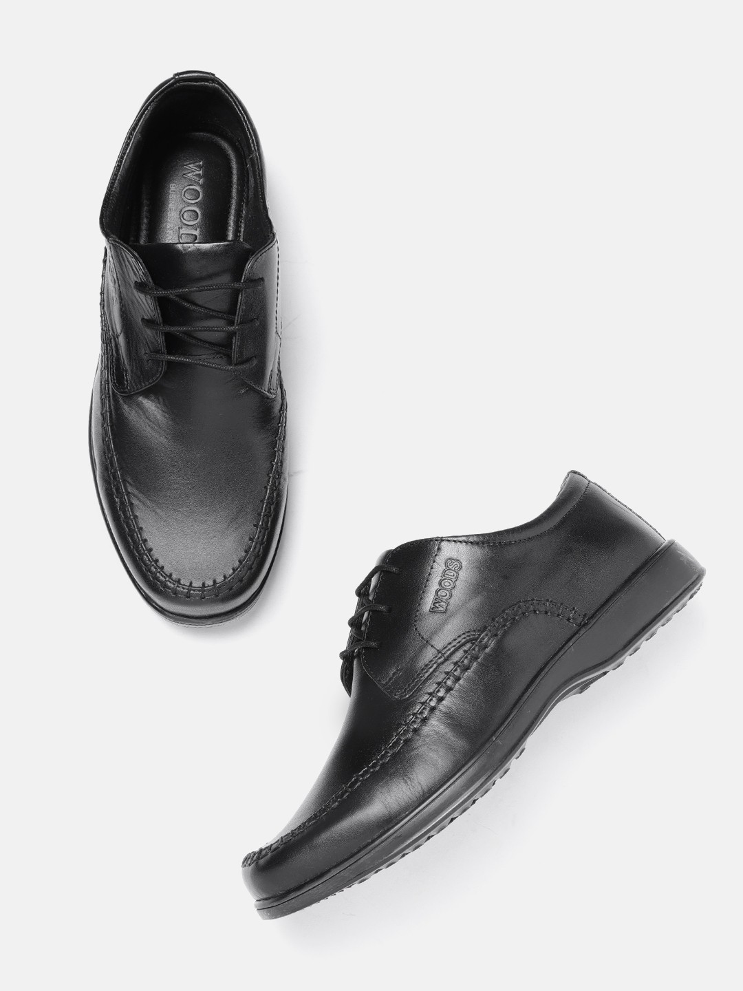 

Woods Men Black Leather Formal Derbys