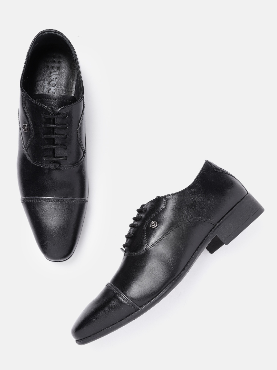 

Woods Men Black Leather Formal Oxfords