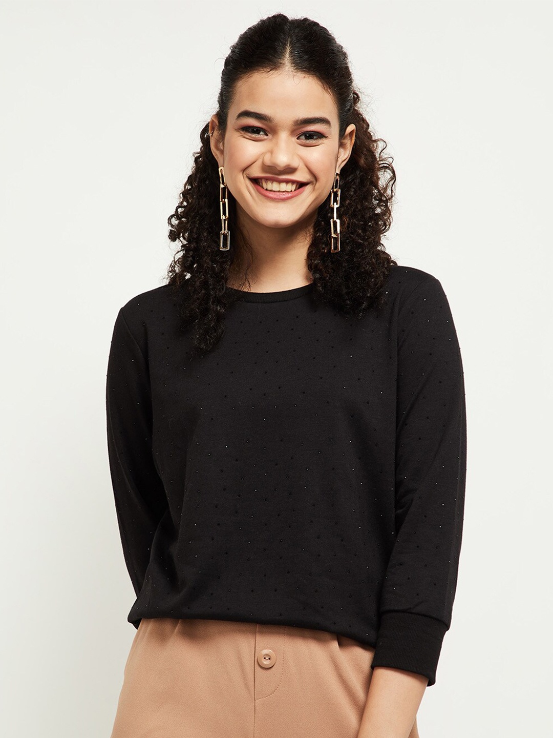 

max Women Black Sweatshirt