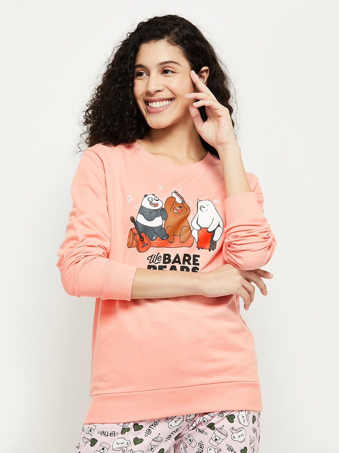 

max Women Peach Printed Sweatshirt