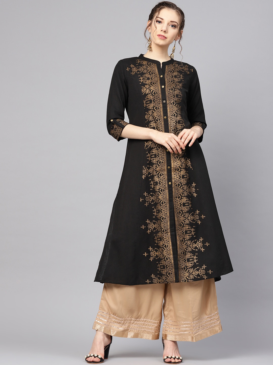 

Varanga Women Black Ethnic Motifs Printed Kurta