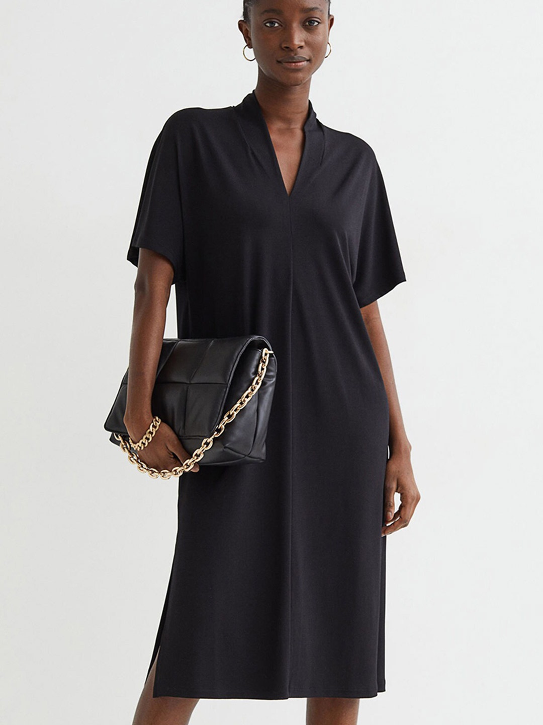 

H&M Woman Black Dress with dolman sleeves