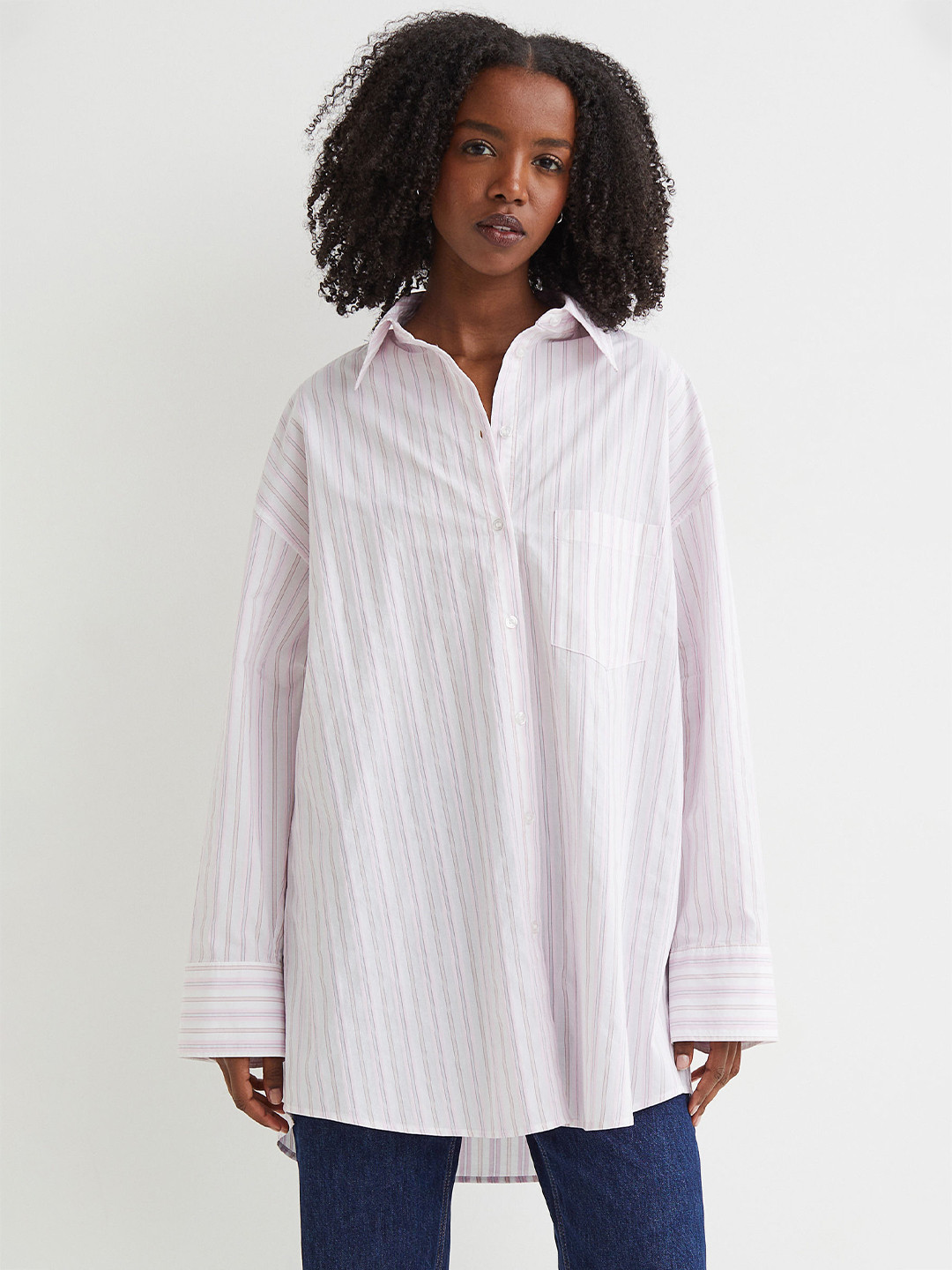 

H&M Women White Oversized cotton shirt