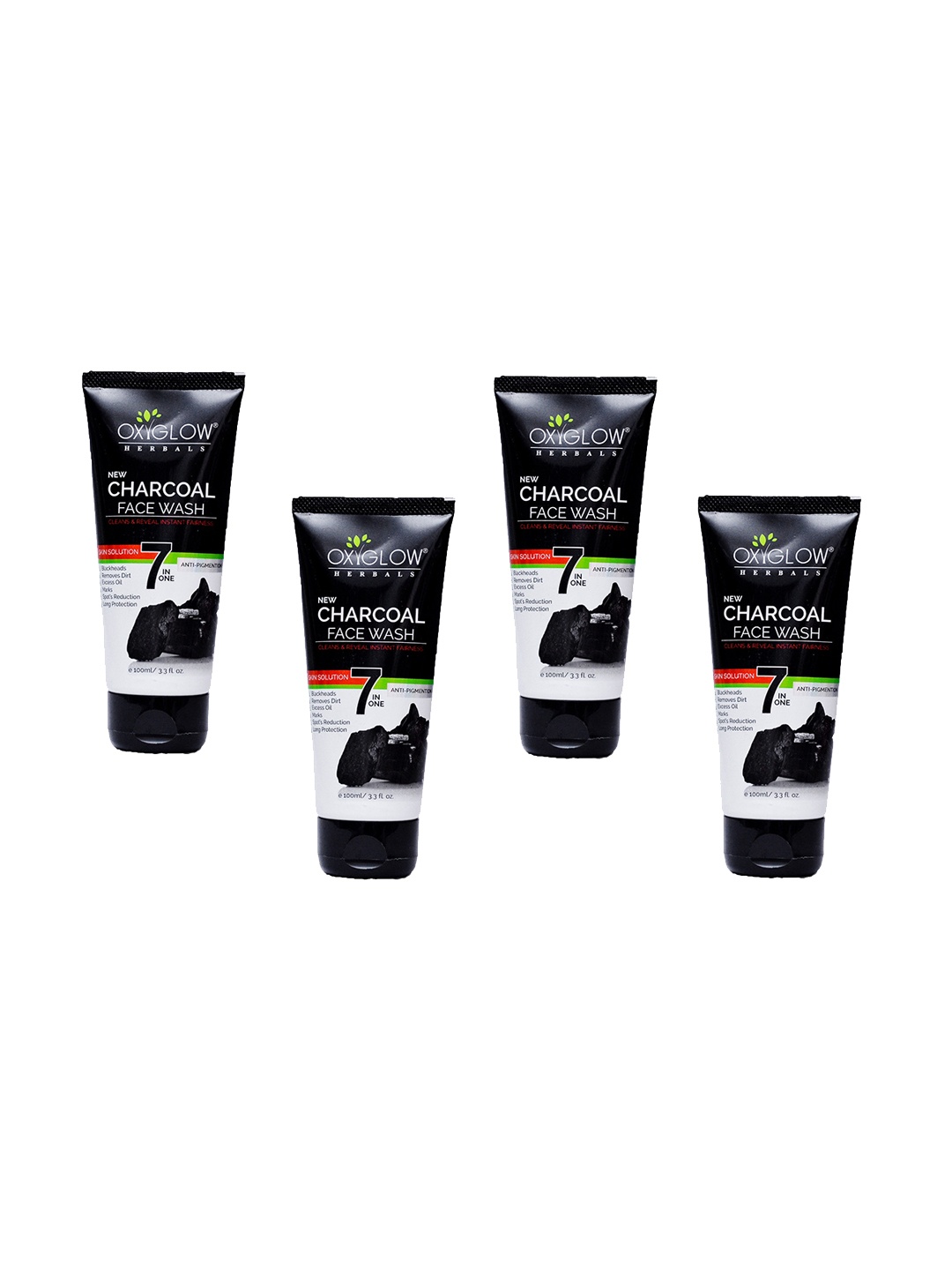 

Oxyglow Set of 4 Charcoal Face Wash, Black