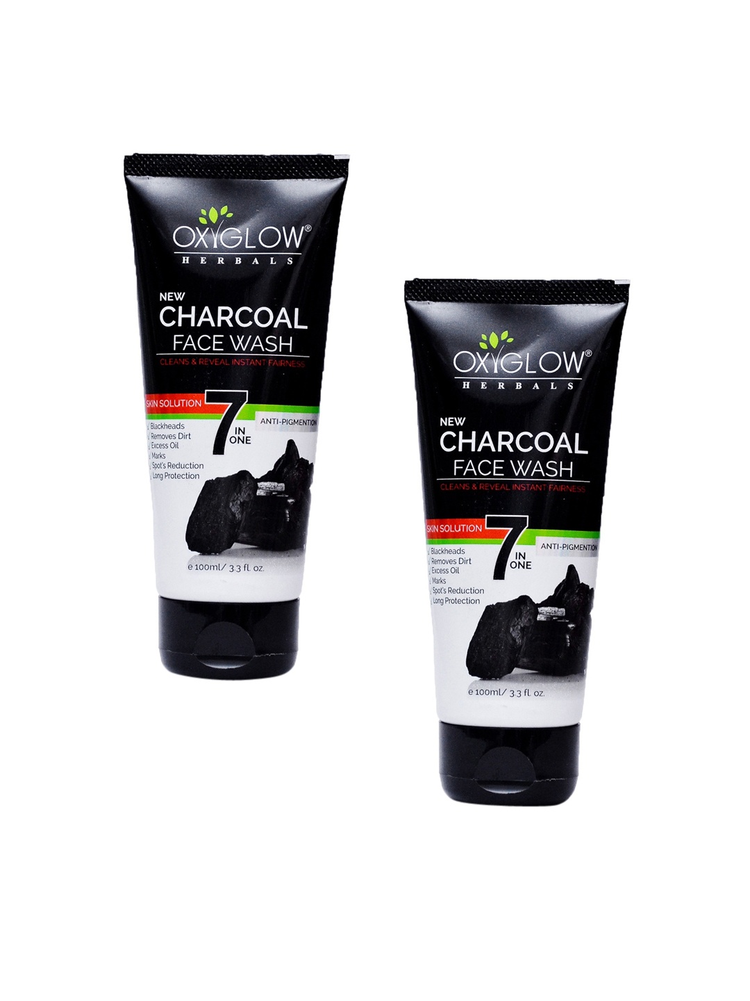 

Oxyglow Set of 2 Charcoal Face Wash, Black