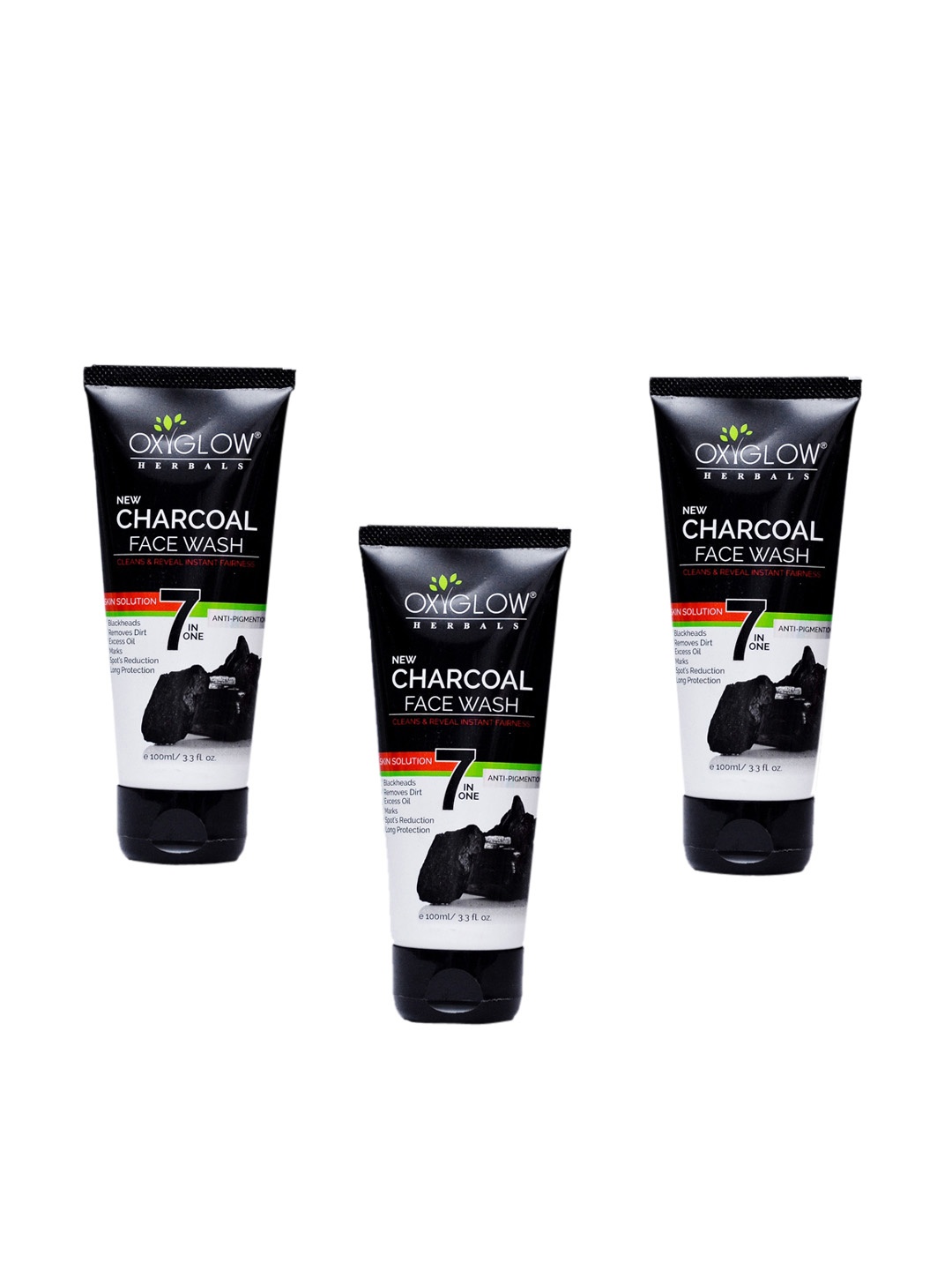 

Oxyglow Set of 3 Charcoal Face Wash, Black