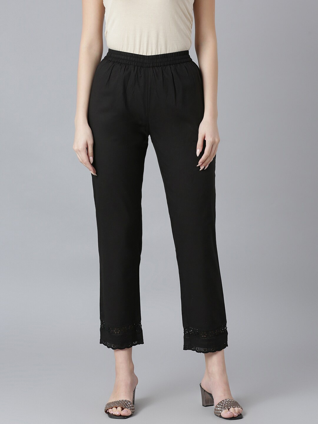 

QOMN Women Black Ethnic Palazzos