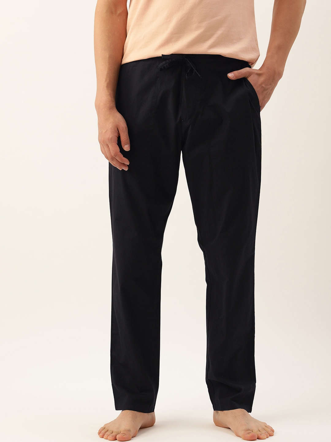 

Peter England Men Black Solid Pyjamas