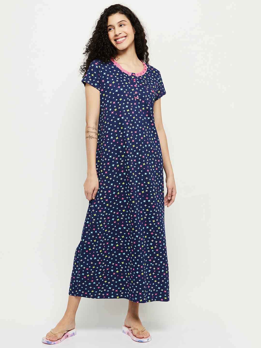 

max Navy Blue Printed Maxi Nightdress