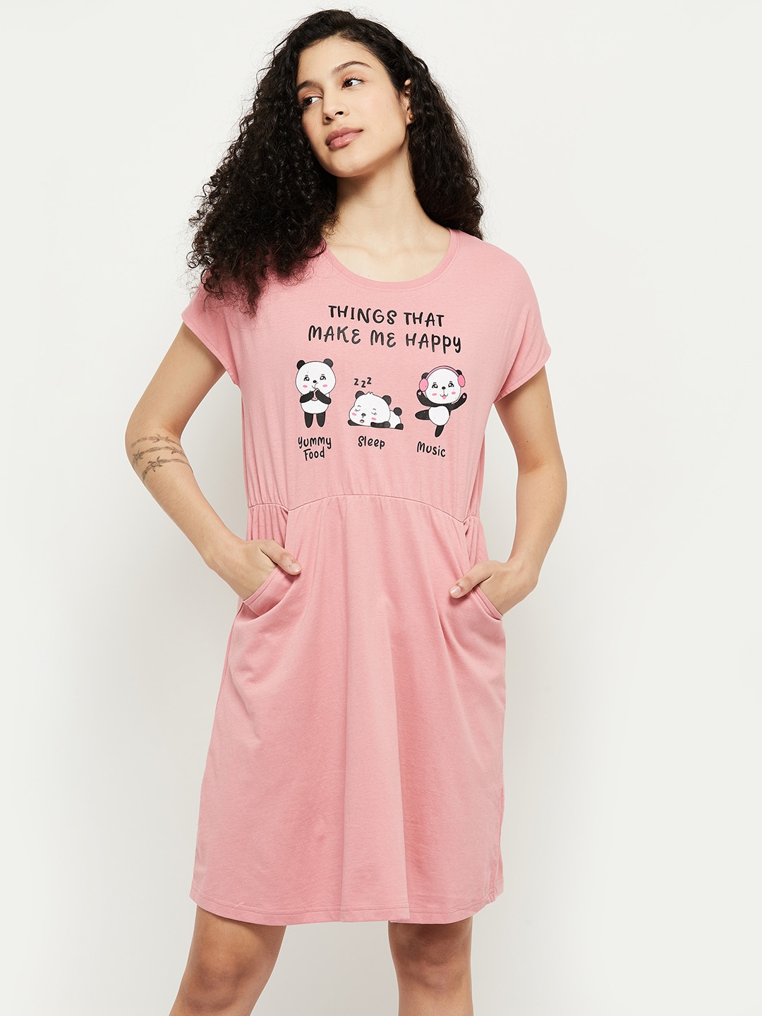 

max Pink Printed Cotton Nightdress