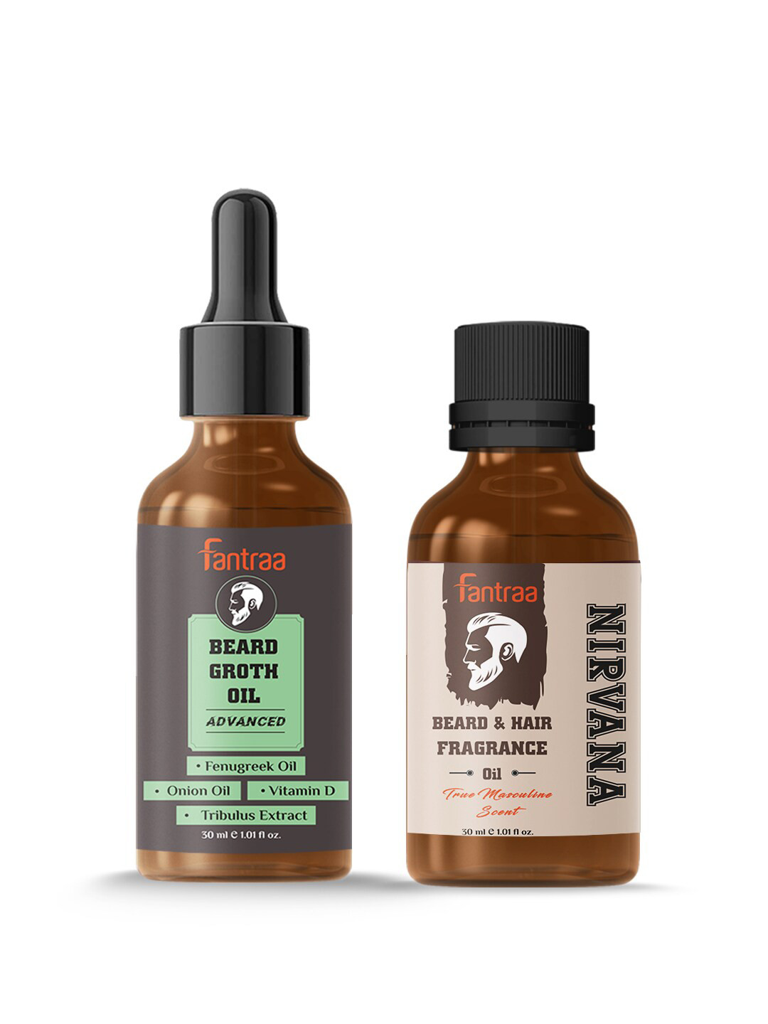 

Fantraa Beard Growth Oil & Beard & Hair Fragrance Oil Combo 30ml each, Black
