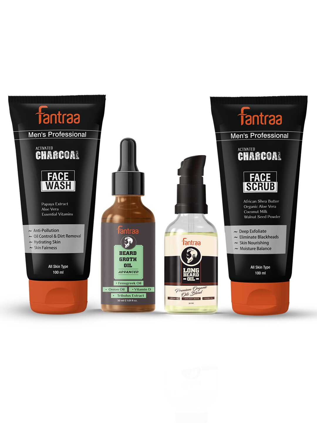 

Fantraa Orange Set of 3 Beard & Moustache Care Kit, Black