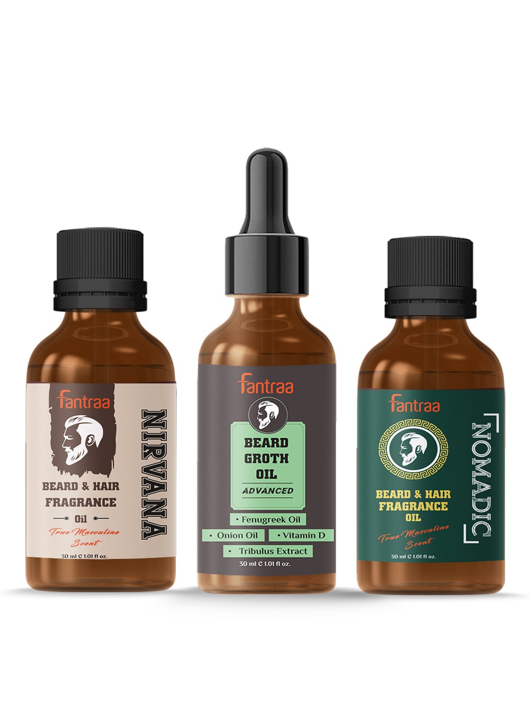 

Fantraa Beard Growth Oil & Beard & Hair Fragrance Oil Combo, Black