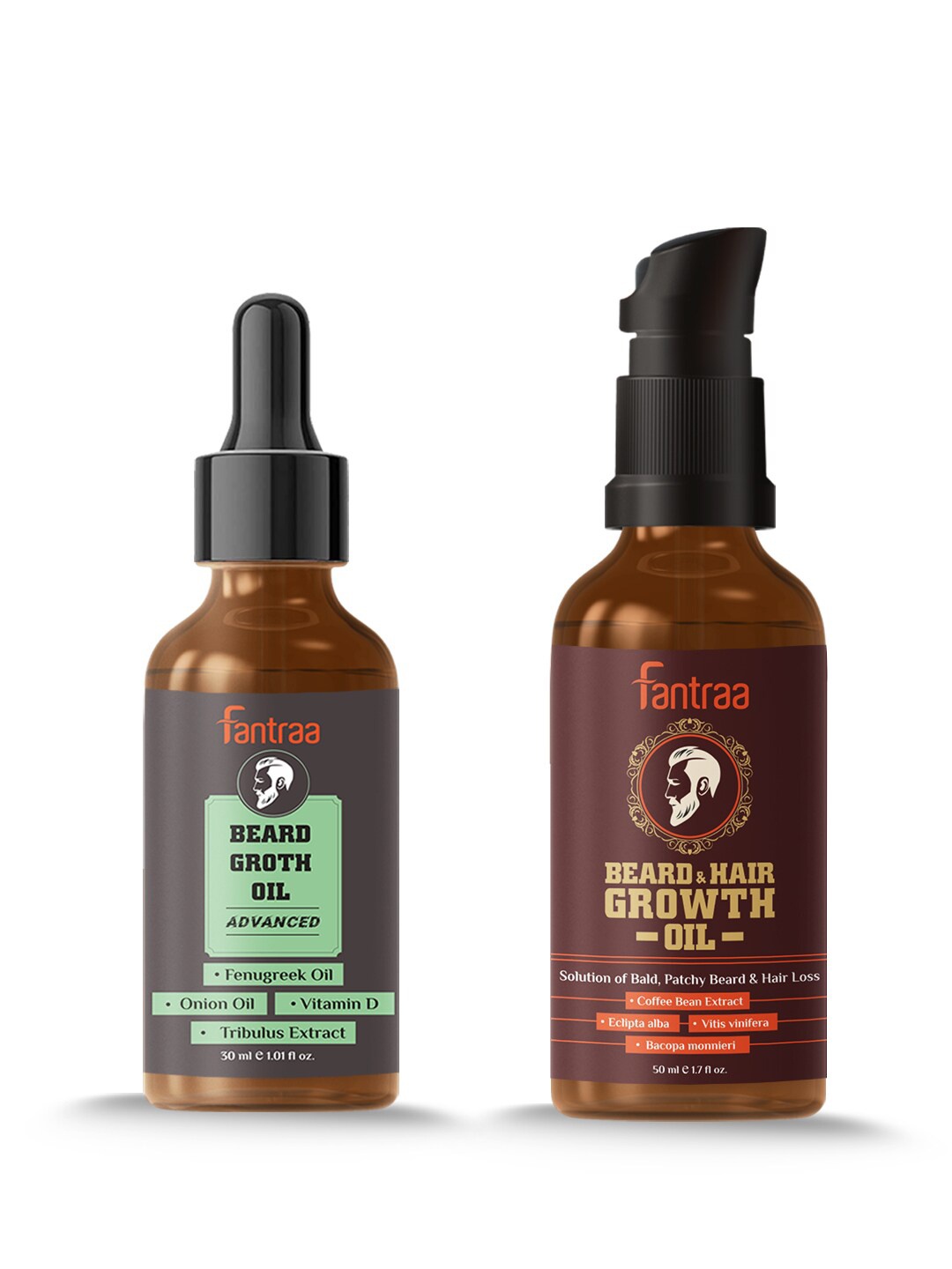 

Fantraa Men Set of 2 Beard Growth Oil Kit, Black