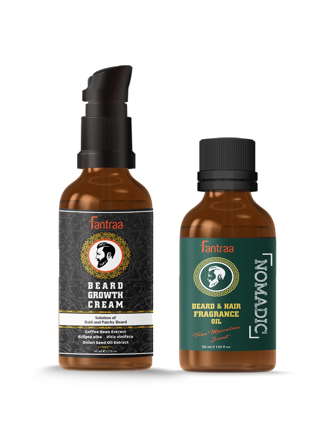 

Fantraa Beard Growth Cream and Nomadic Beard Fragrance Oil 80 ml, Black