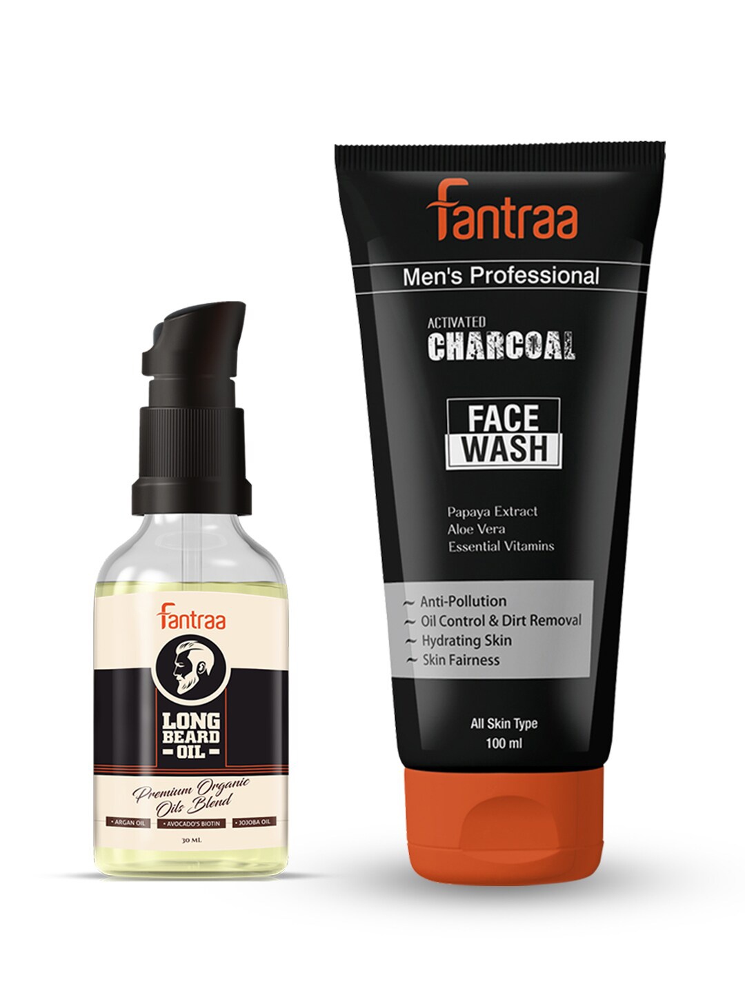 

Fantraa Men Set of Long Beard Oil and Charcoal Face Wash- 130 ml, Black