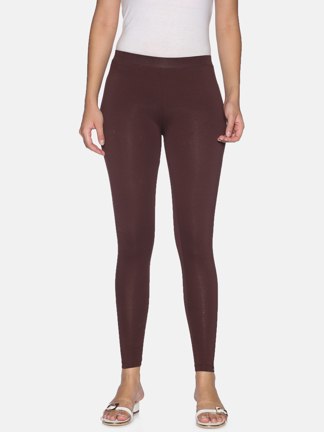 

TWIN BIRDS Women Burgundy Solid Ankle-Length Leggings