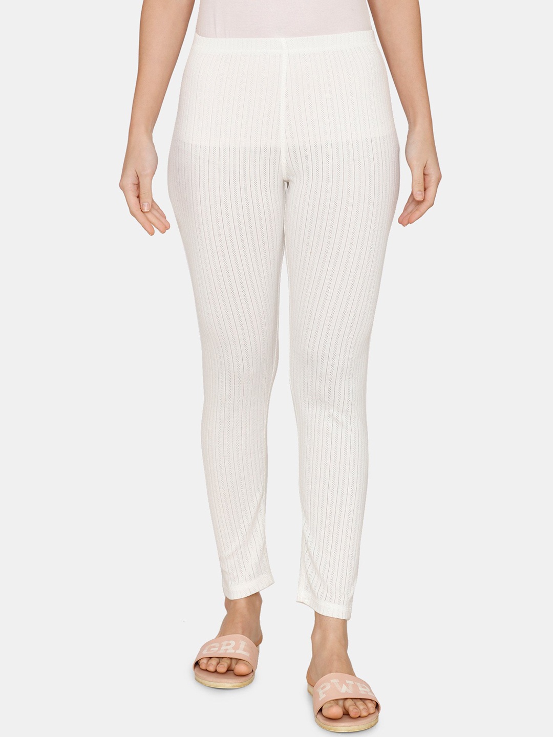 

Zivame Women White Solid Thermal Bottoms